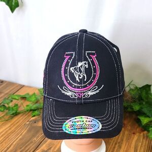 Cowboy Hardware/Cowgirl Hardware. Black and Pink Youth Cap. Adjustable. Like New